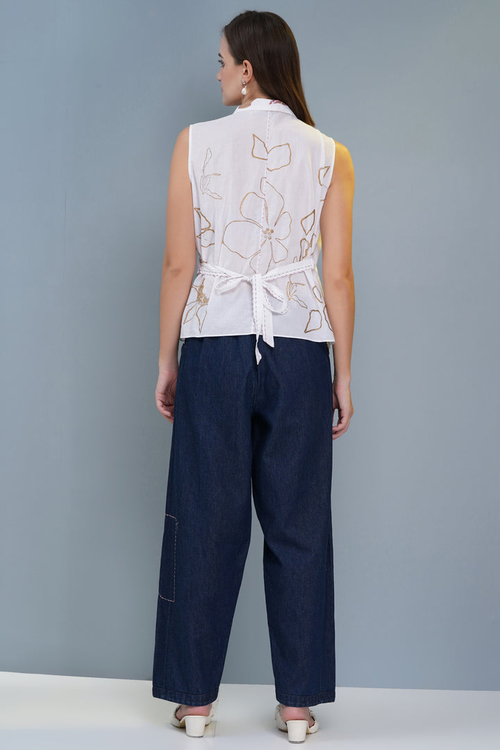Hand-Blocked Floral Top