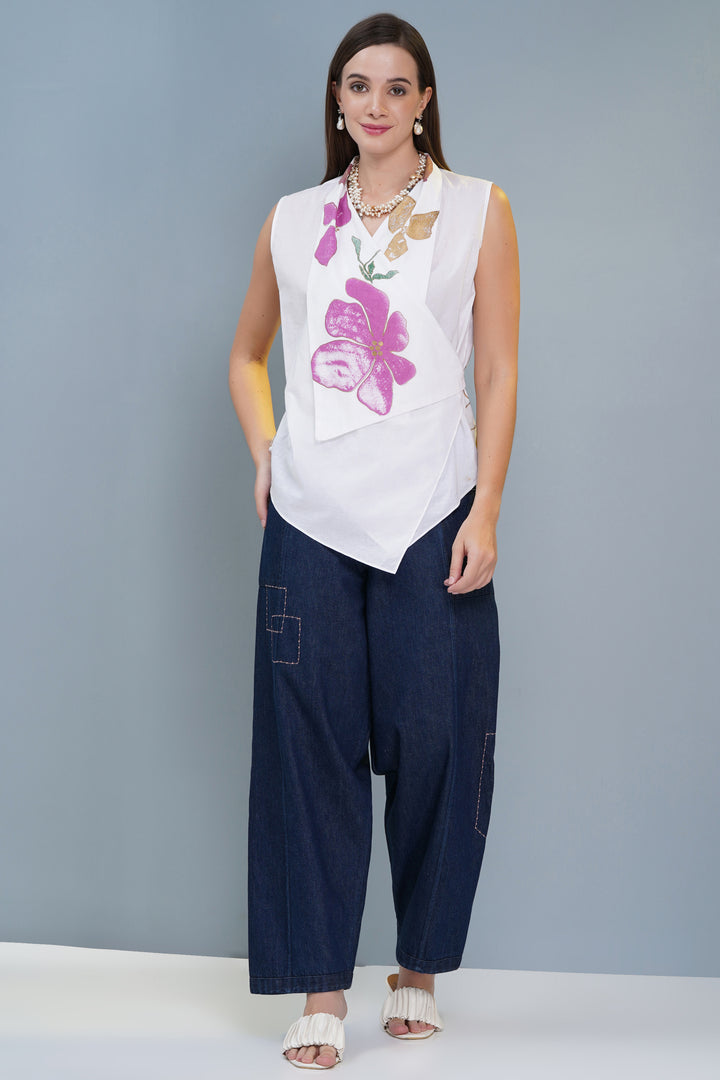 Hand-Blocked Floral Top
