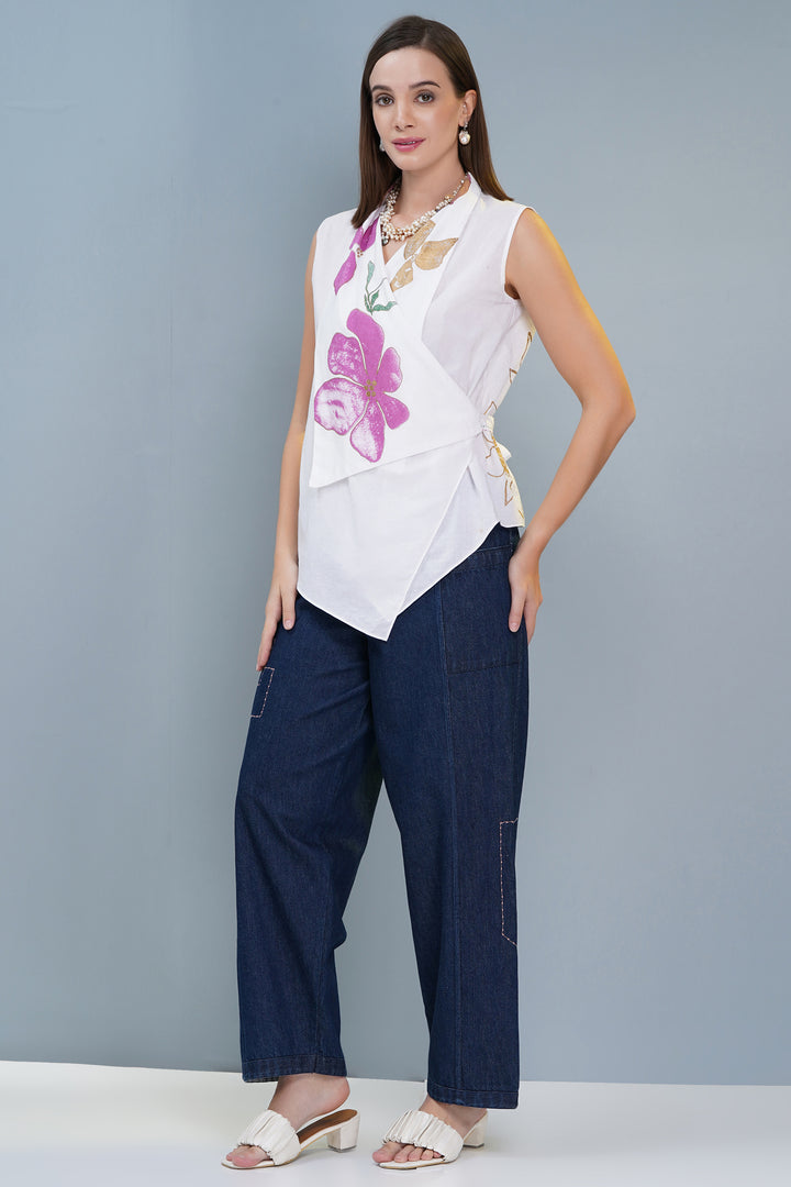 Hand-Blocked Floral Top