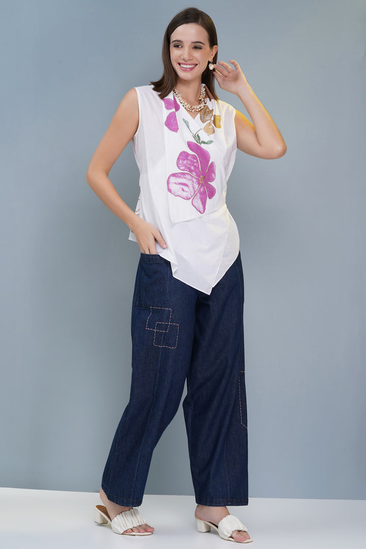 Hand-Blocked Floral Top
