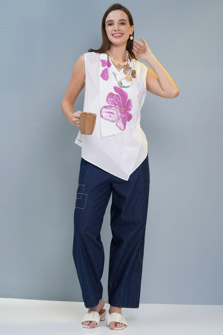 Hand-Blocked Floral Top