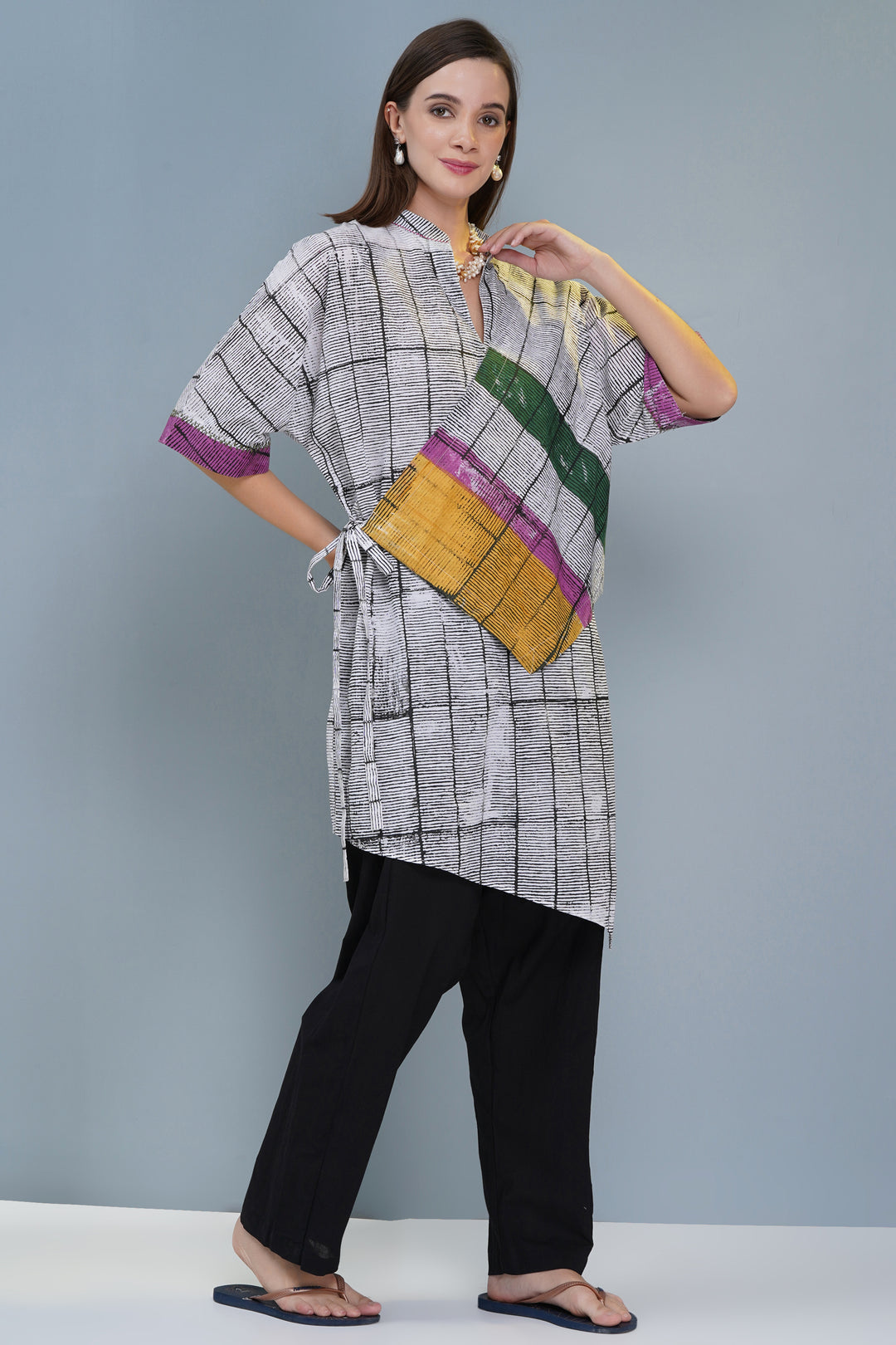 Block Print Tie-Up Tunic Set