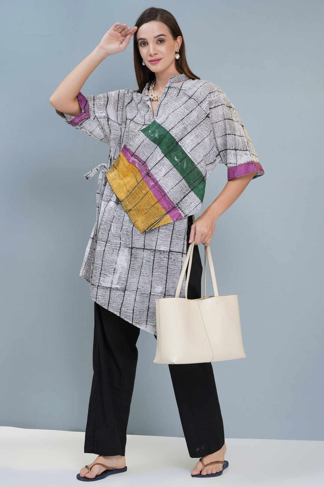 Block Print Tie-Up Tunic Set