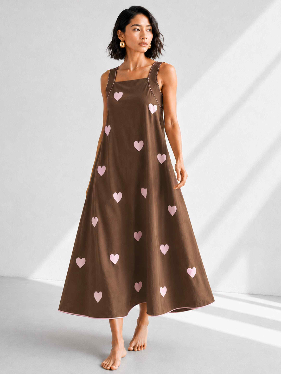 Classic Dress - Coffee Hearts