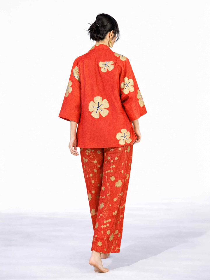 Chanderi Co-Ord Set - Urchen Red
