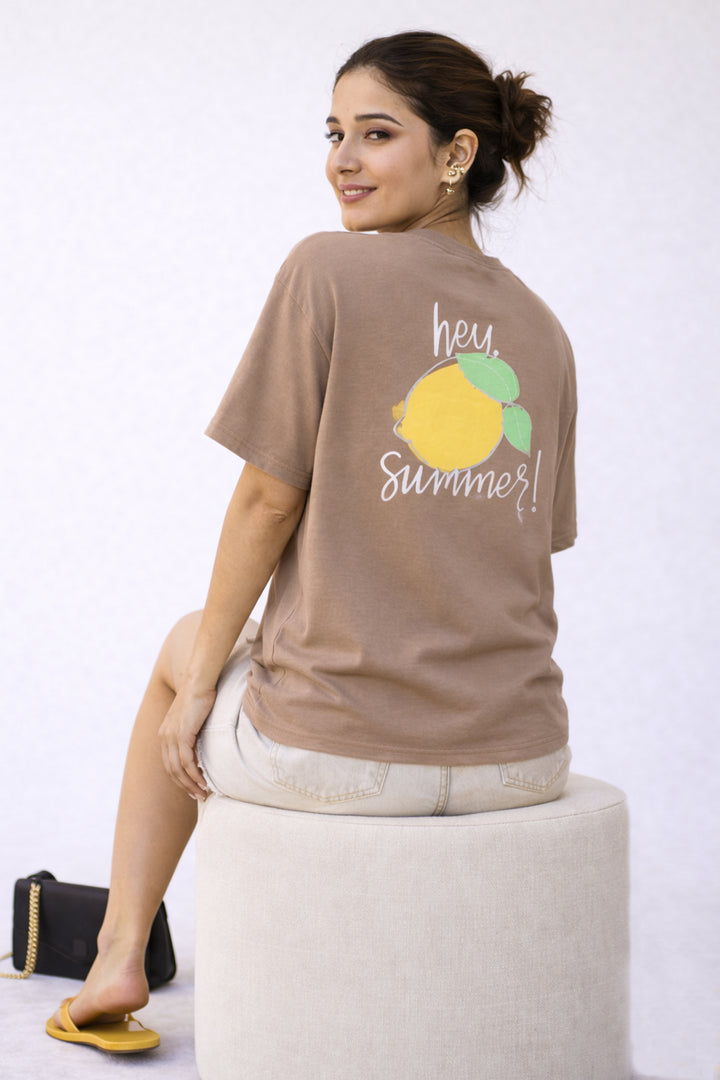 Lemon Graphic T-shirt - Brown
