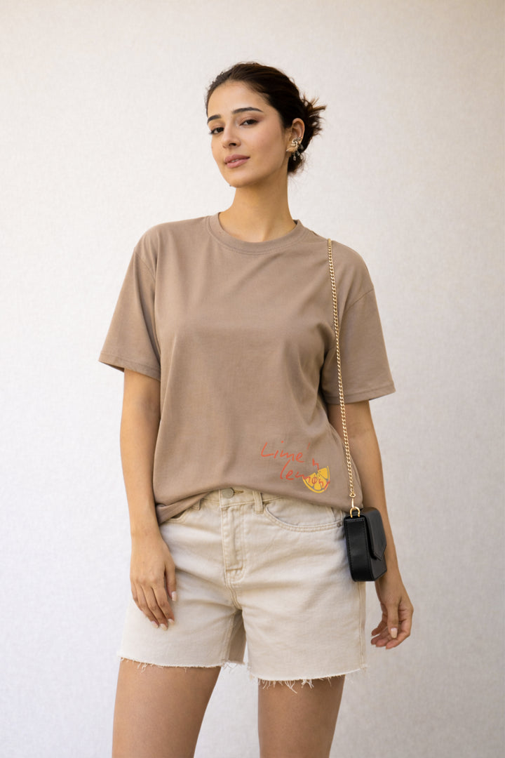 Lemon Graphic T-shirt - Brown