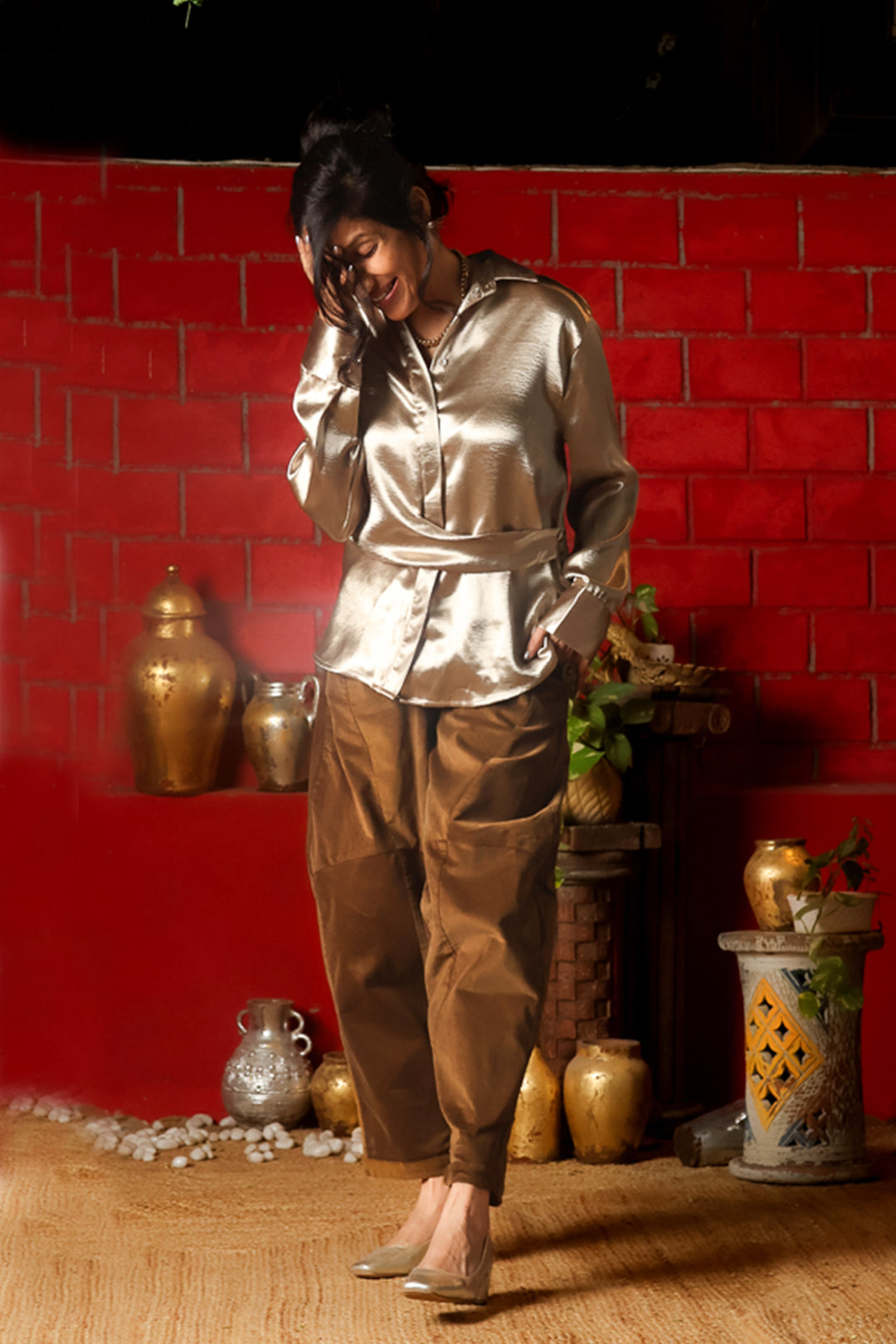 Sunset Gold Satin Top