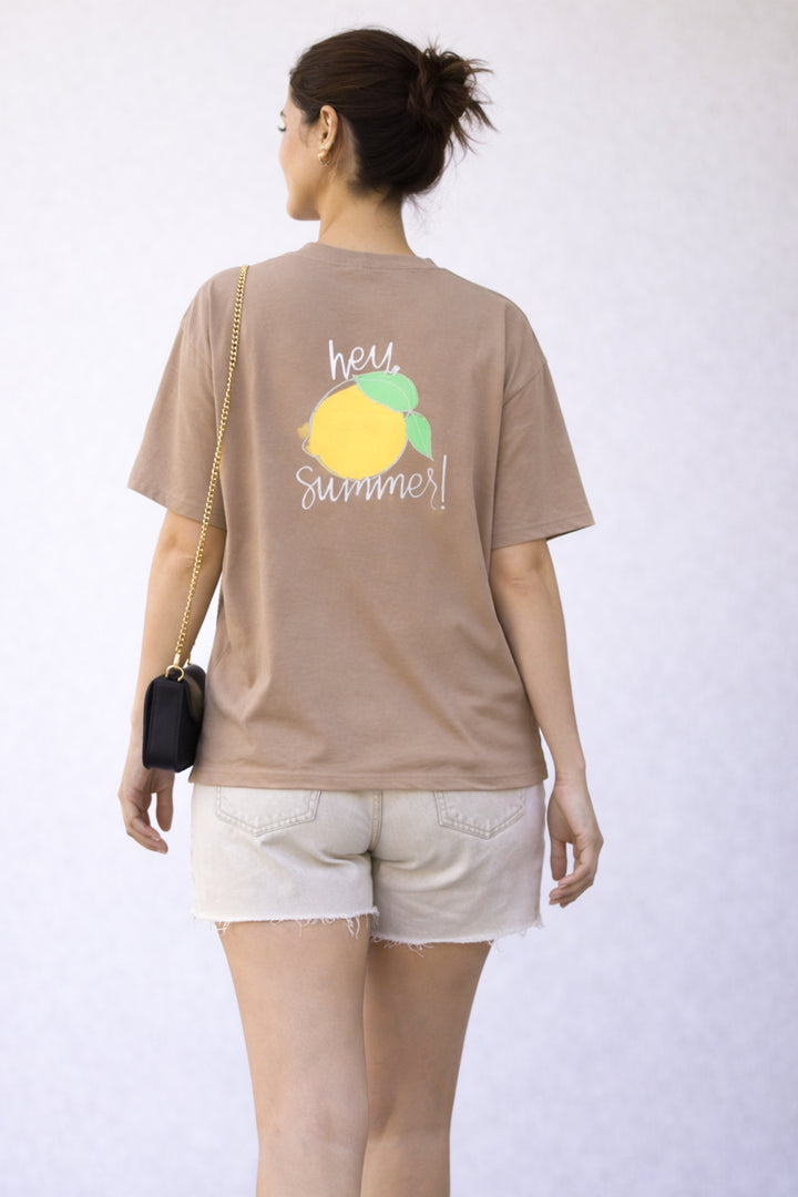 Lemon Graphic T-shirt - Brown