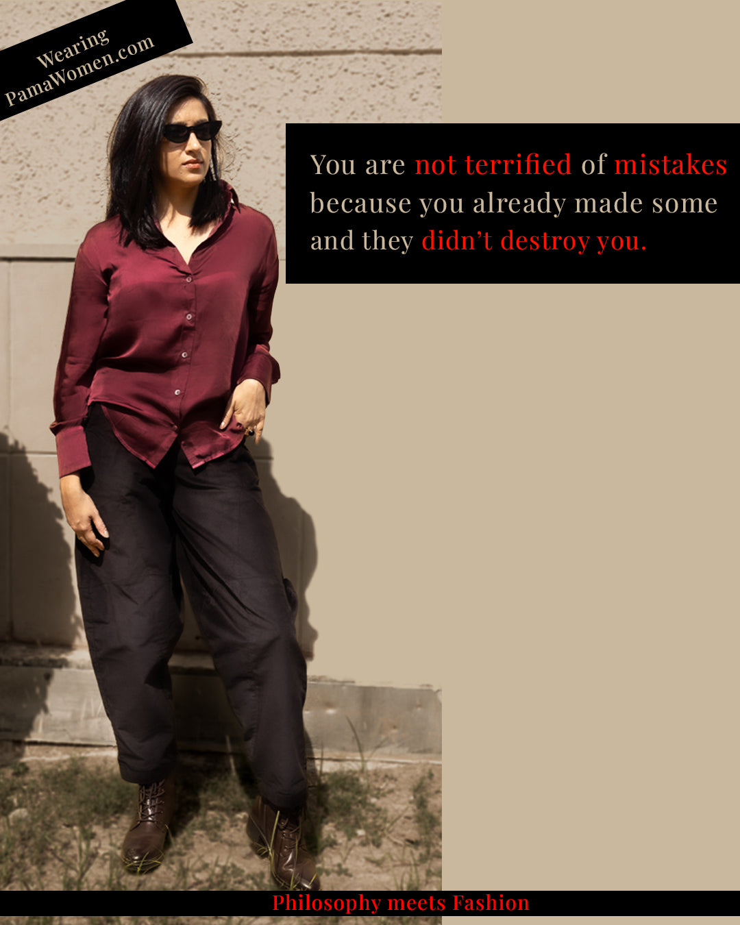 Silky Satin Shirt in Burgundy Color