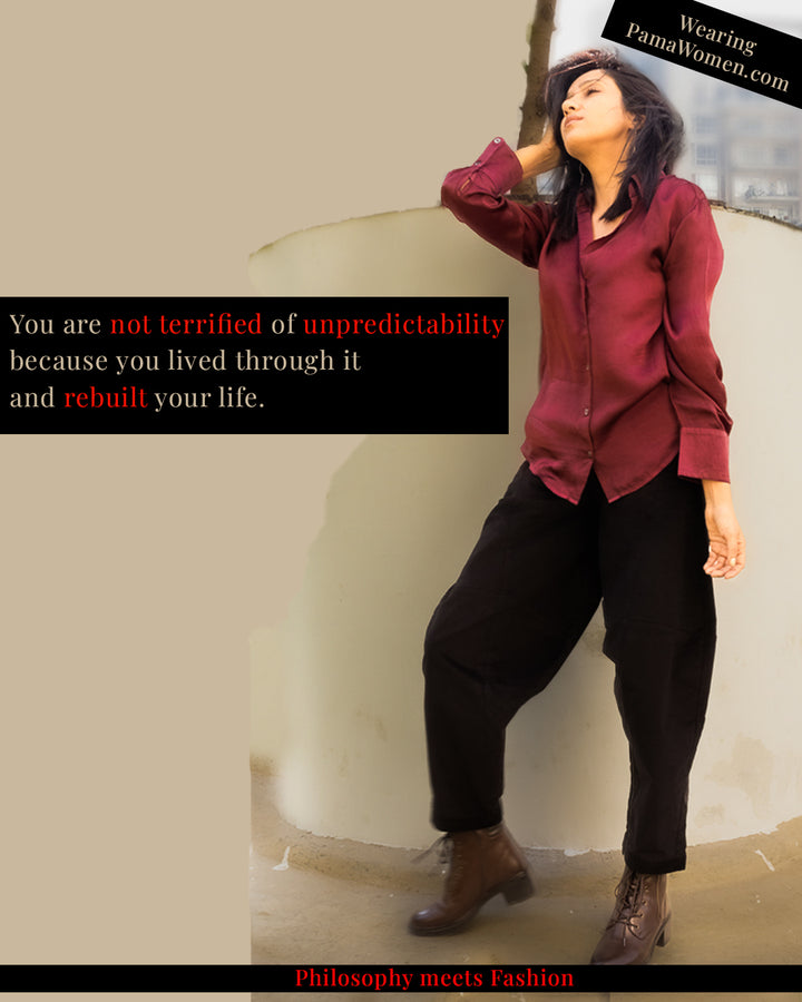 Silky Satin Shirt in Burgundy Color