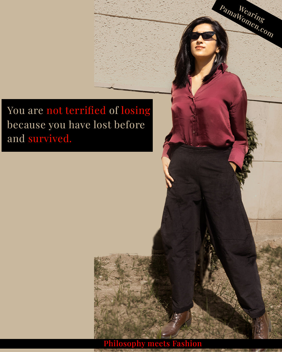 Silky Satin Shirt in Burgundy Color