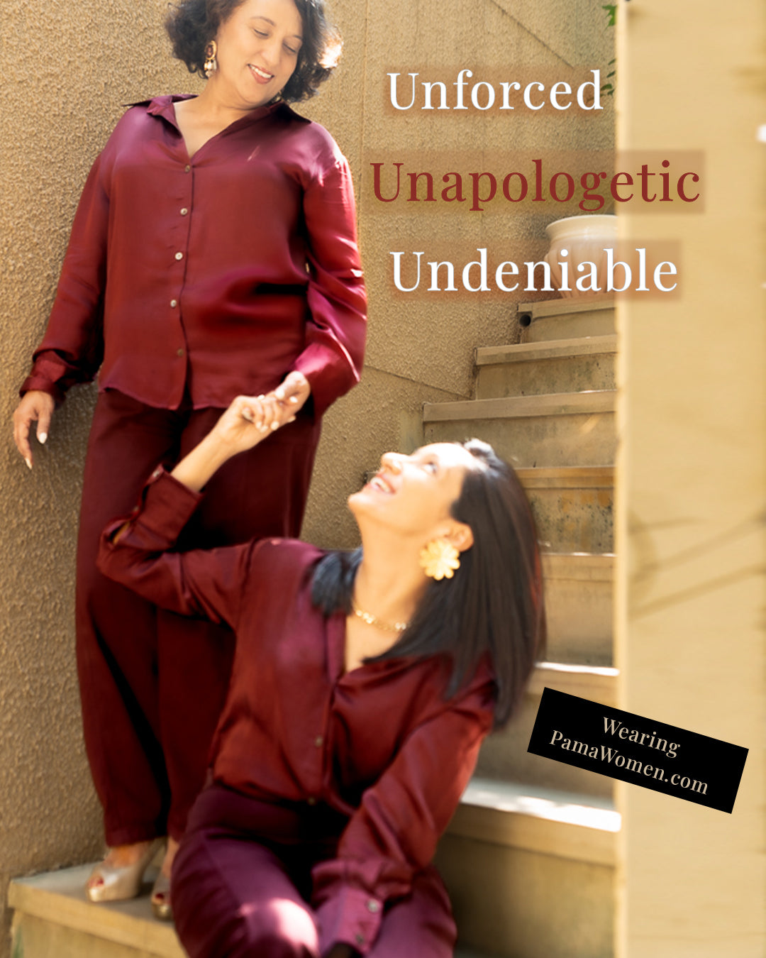 Silky Satin Shirt in Burgundy Color