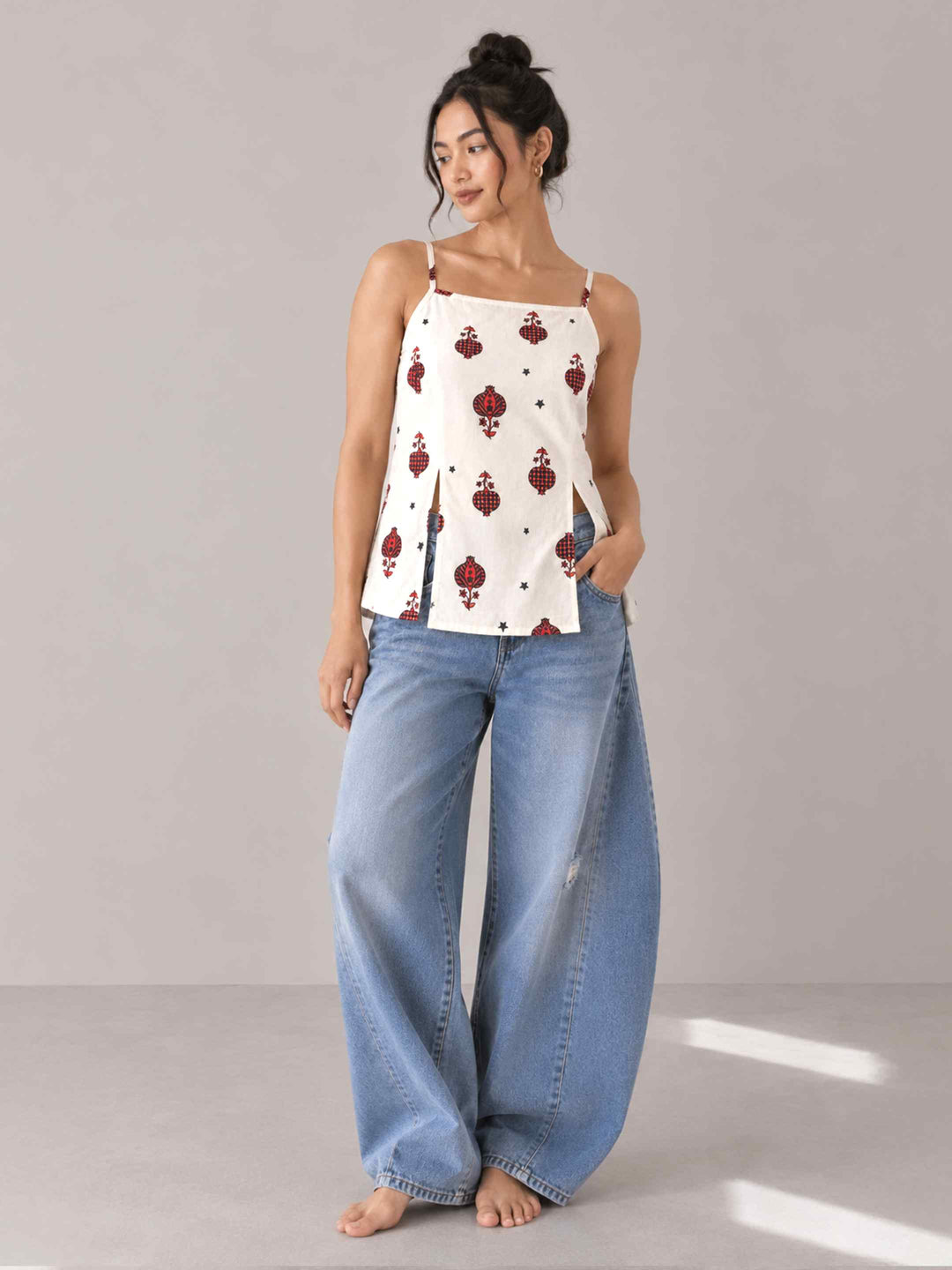 Strap Anaar Top - Red Black